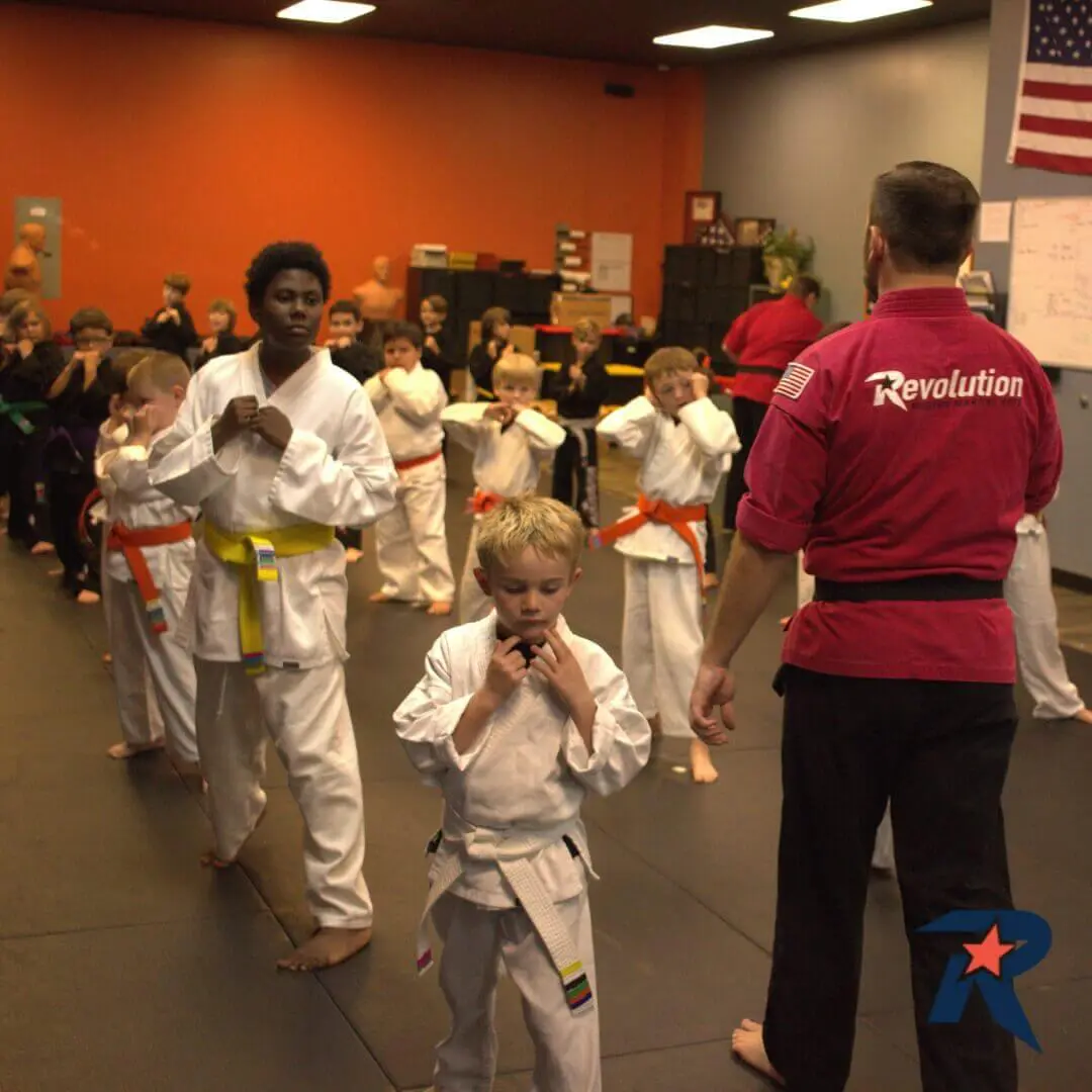 children practicing kids martial arts in Clayton dojo